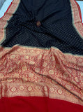 Black Banarasi Handloom Pure Khaddi Georgette Saree - Aura Benaras