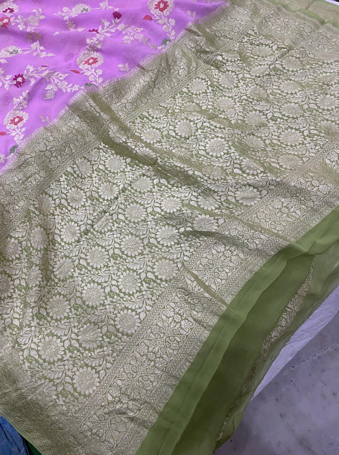 Lilac Banarasi Khaddi Georgette Saree