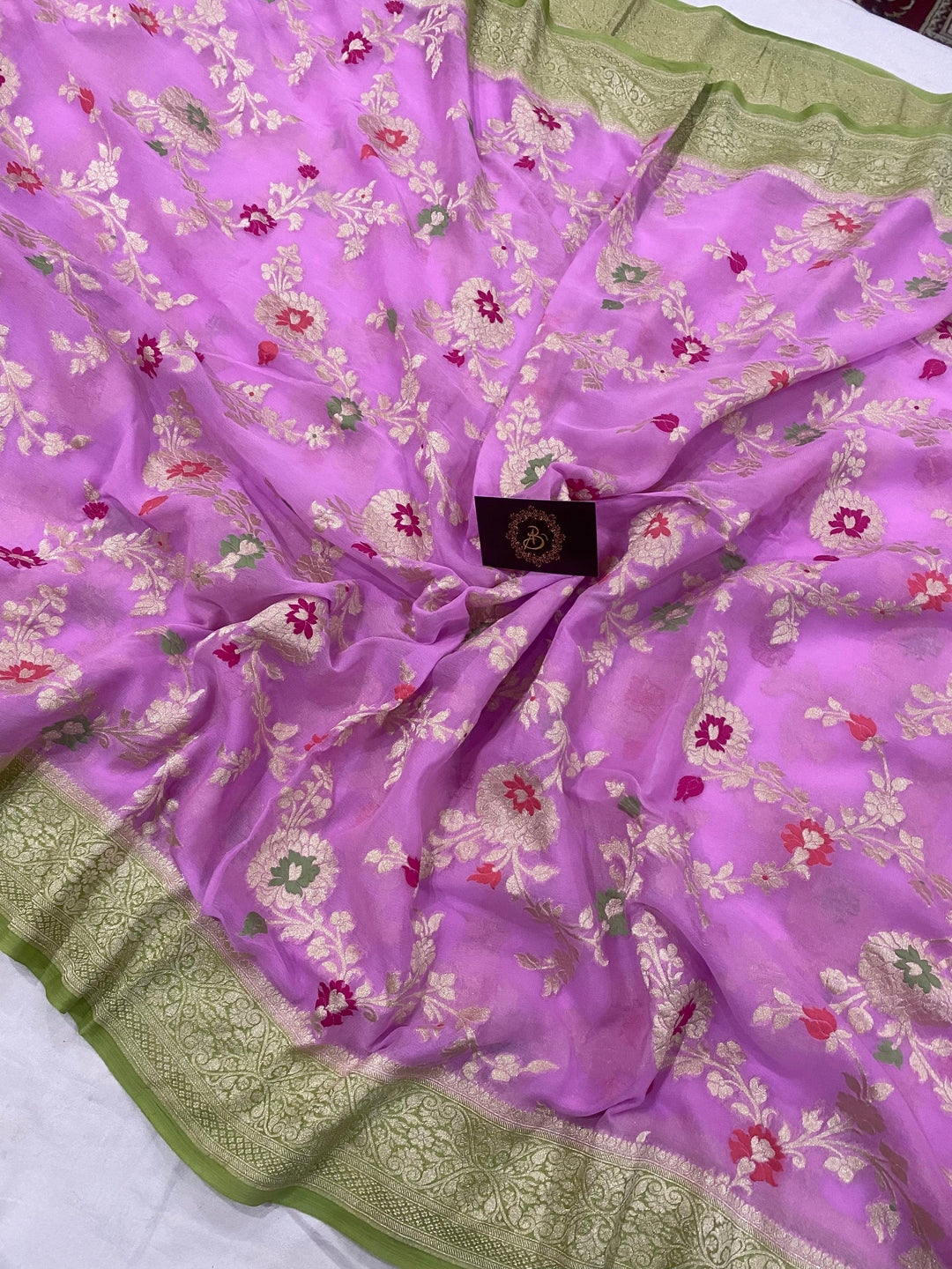 Lilac Banarasi Khaddi Georgette Saree