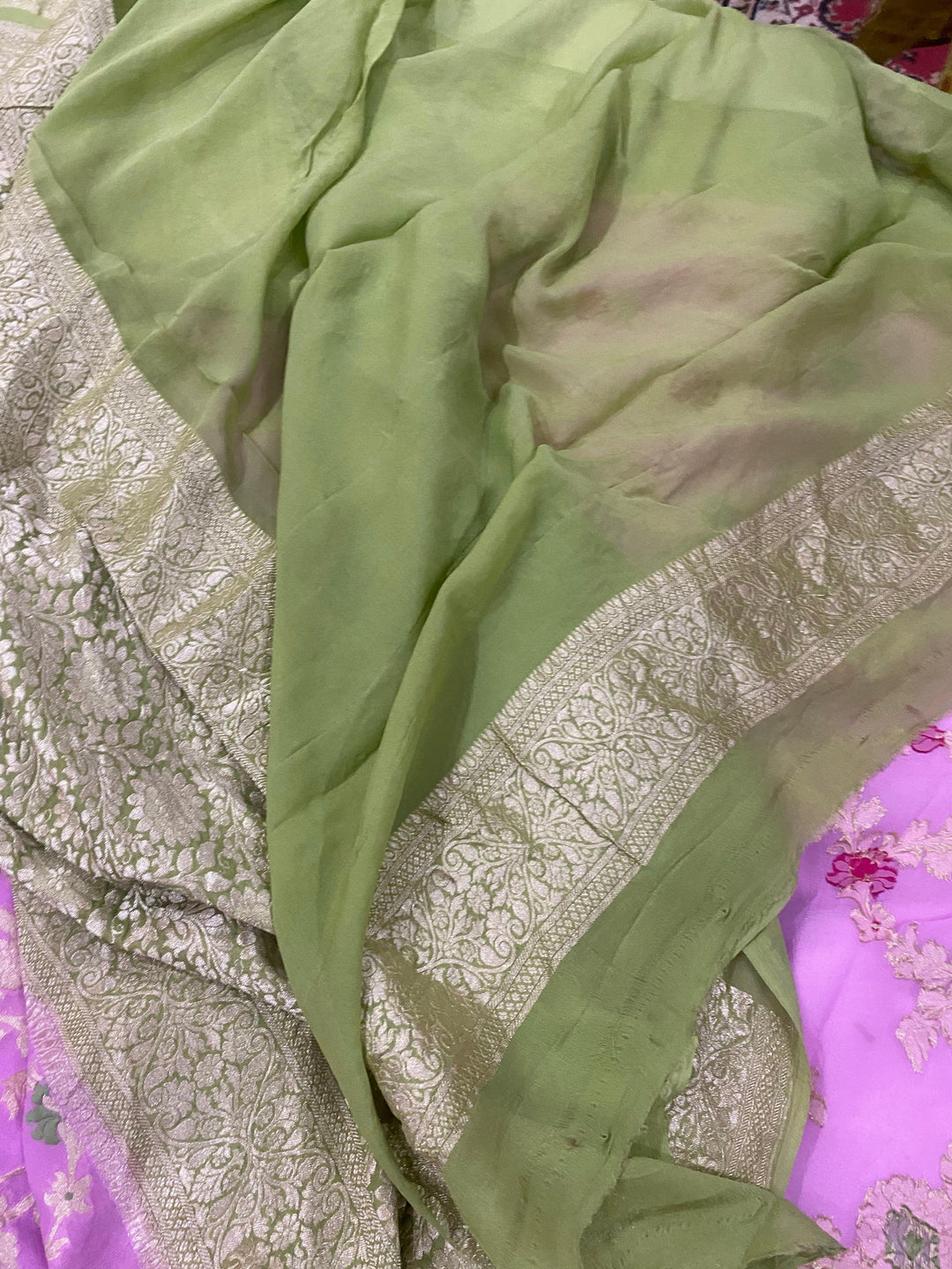 Lilac Banarasi Khaddi Georgette Saree