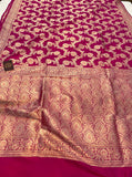 Magenta Pink Pure Banarasi Handloom Katan Silk Saree - Aura Benaras