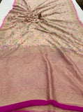 Baby Pink Banarasi Handloom Pure Georgette Saree - Aura Benaras