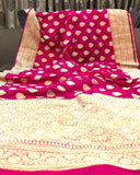 Pink Banarasi Handloom Satin Tanchui Silk Saree - Aura Benaras