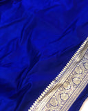 Royal Blue Banarasi Handloom Satin Tanchui Silk Saree