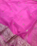 Pink Khaddi Chiffon Banarasi Handloom Saree - Aura Benaras