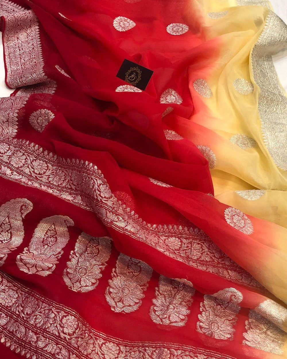 Maroon-Cream Khaddi Chiffon Banarasi Handloom Saree - Aura Benaras