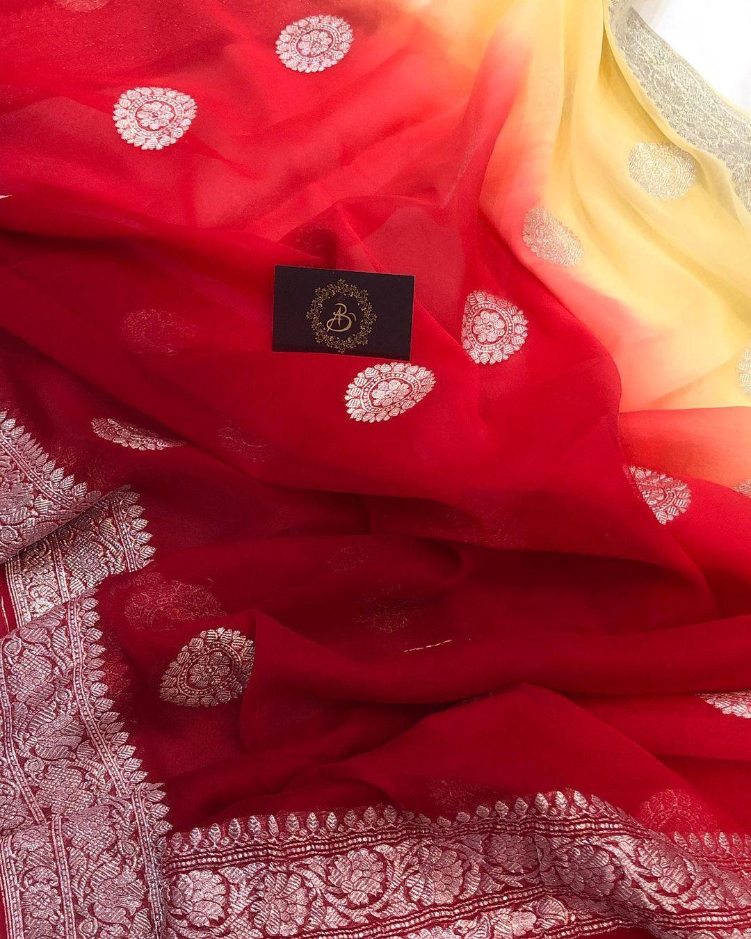 Maroon-Cream Khaddi Chiffon Banarasi Handloom Saree - Aura Benaras