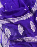 Lavender Khaddi Chiffon Banarasi Handloom Saree - Aura Benaras
