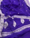 Lavender Khaddi Chiffon Banarasi Handloom Saree - Aura Benaras