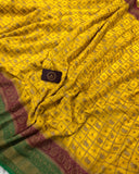 Yellow Banarasi Handloom Pure Khaddi Georgette Silk Saree - Aura Benaras