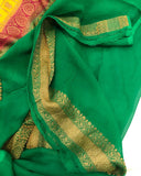 Yellow Banarasi Handloom Pure Khaddi Georgette Silk Saree - Aura Benaras