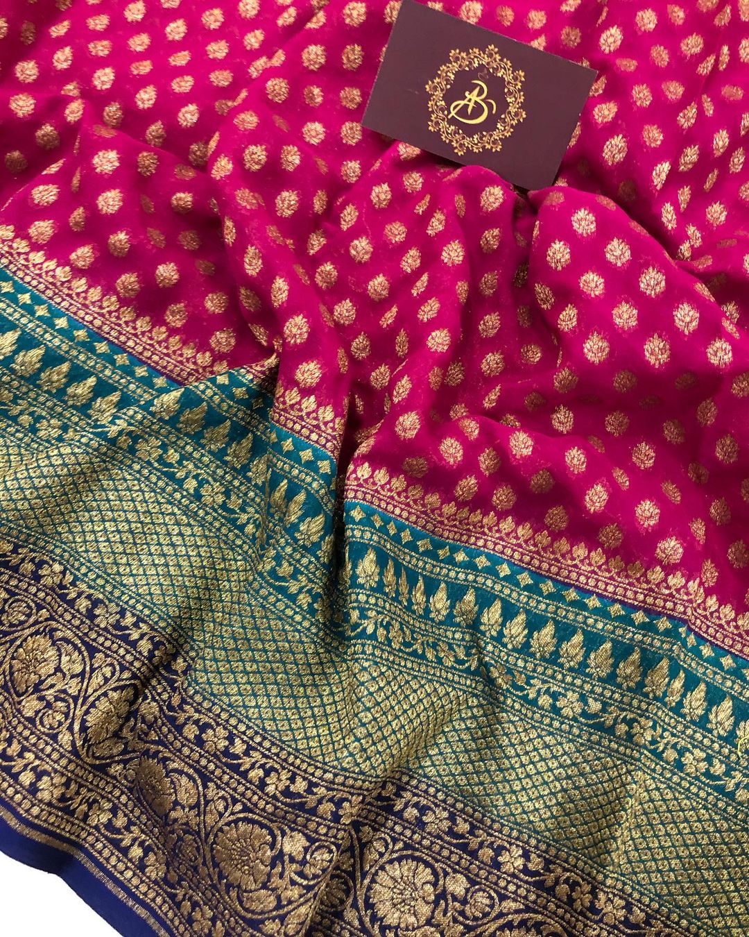 Magenta and Teal color Banarasi sarees with water zari traditional bodywith  all over jaal pattern soft