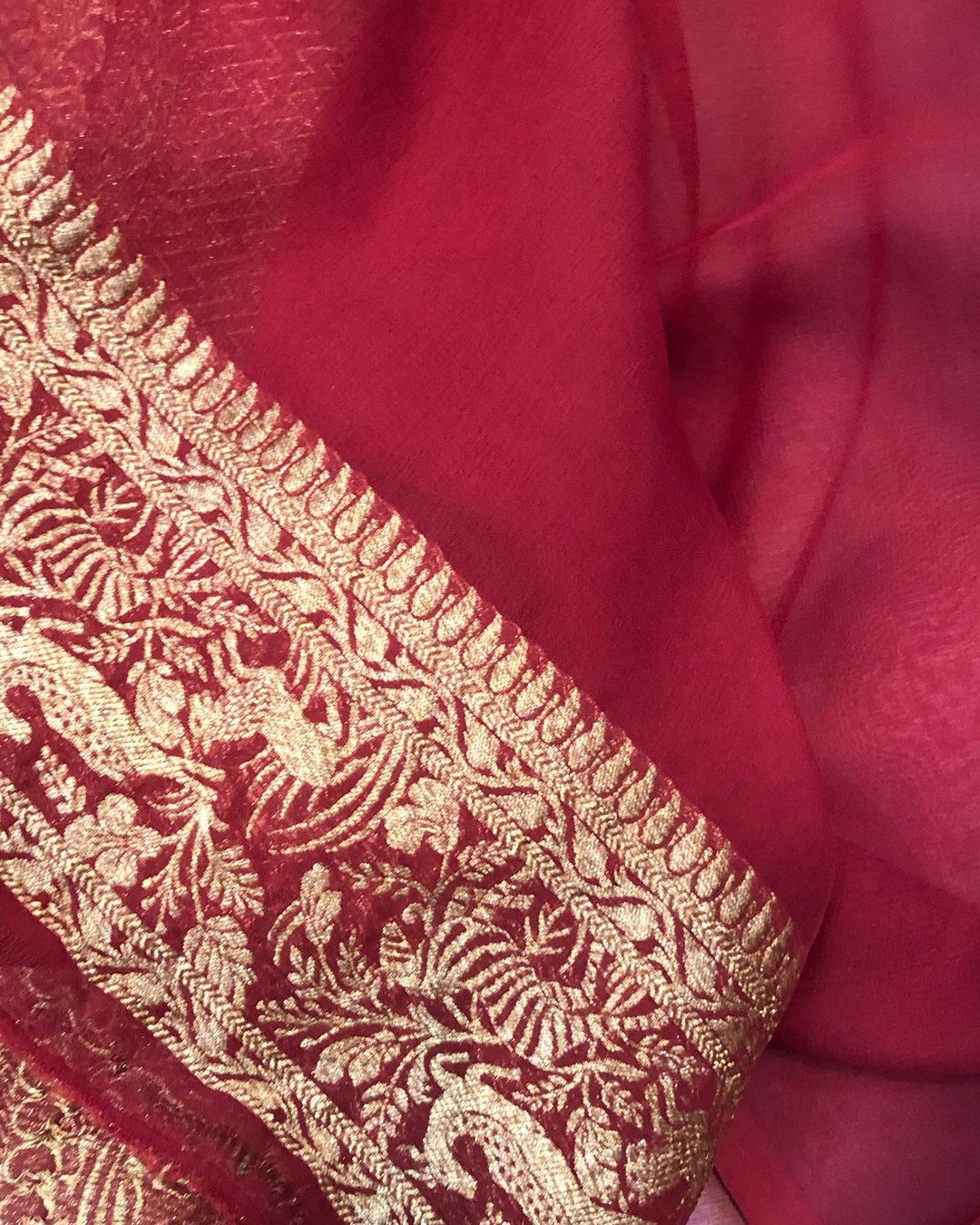 Yellow Banarasi Handloom Pure Khaddi Georgette Silk Saree - Aura Benaras