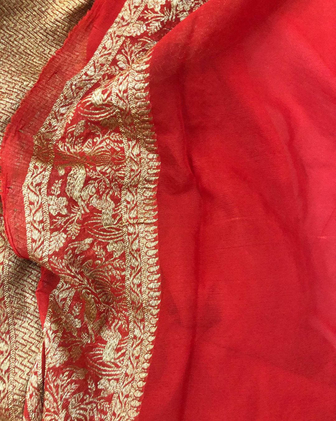 Bottle Green Banarasi Handloom Pure Khaddi Georgette Silk Saree