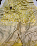 Lemon Yellow Khaddi Chiffon Georgette Banarasi Handloom Saree