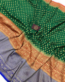 Green Broad Border Banarasi Handloom Pure Khaddi Georgette Silk Saree - Aura Benaras