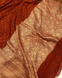 Rust Maroon Banarasi Handloom Pure Khaddi Georgette Silk Saree - Aura Benaras