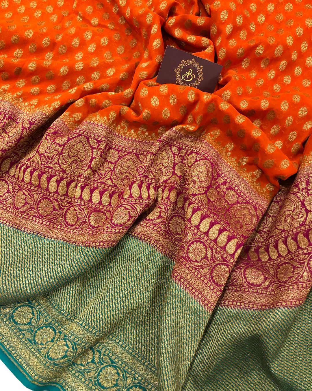 Pure Khaddi Georgette Silk Saree With Antique Zari Work – fab-persona