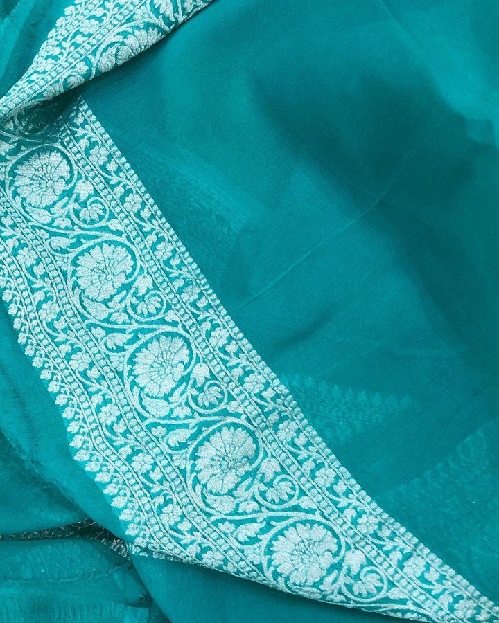 Lemon Yellow Banarasi Handloom Pure Khaddi Georgette Silk Saree - Aura Benaras