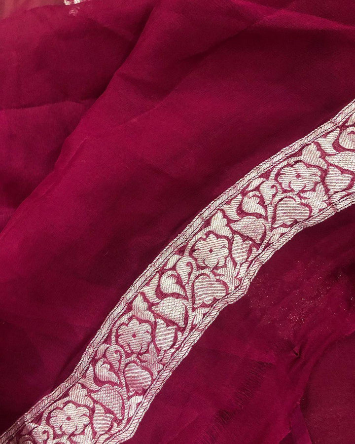 Brown Khaddi Chiffon Banarasi Handloom Saree - Aura Benaras