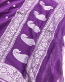 Purple Khaddi Chiffon Georgette Banarasi Handloom Saree - Aura Benaras
