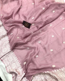 Pastel Pink Khaddi Chiffon Banarasi Handloom Saree - Aura Benaras