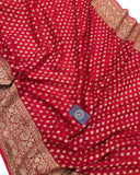 Red Khaddi Chiffon Georgette Silk Banarasi Handloom Saree