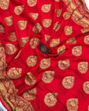 Red Khaddi Chiffon Banarasi Handloom Silk Saree