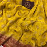 Yellow Khaddi Chiffon Georgette Banarasi Handloom Saree