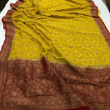 Yellow Khaddi Chiffon Georgette Banarasi Handloom Saree