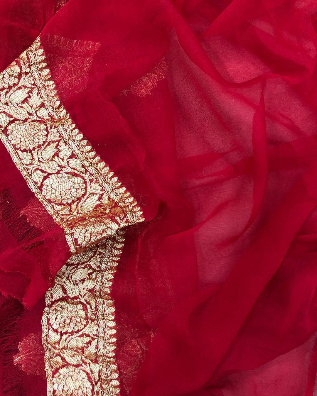 Black Khaddi Chiffon Banarasi Handloom Saree - Aura Benaras