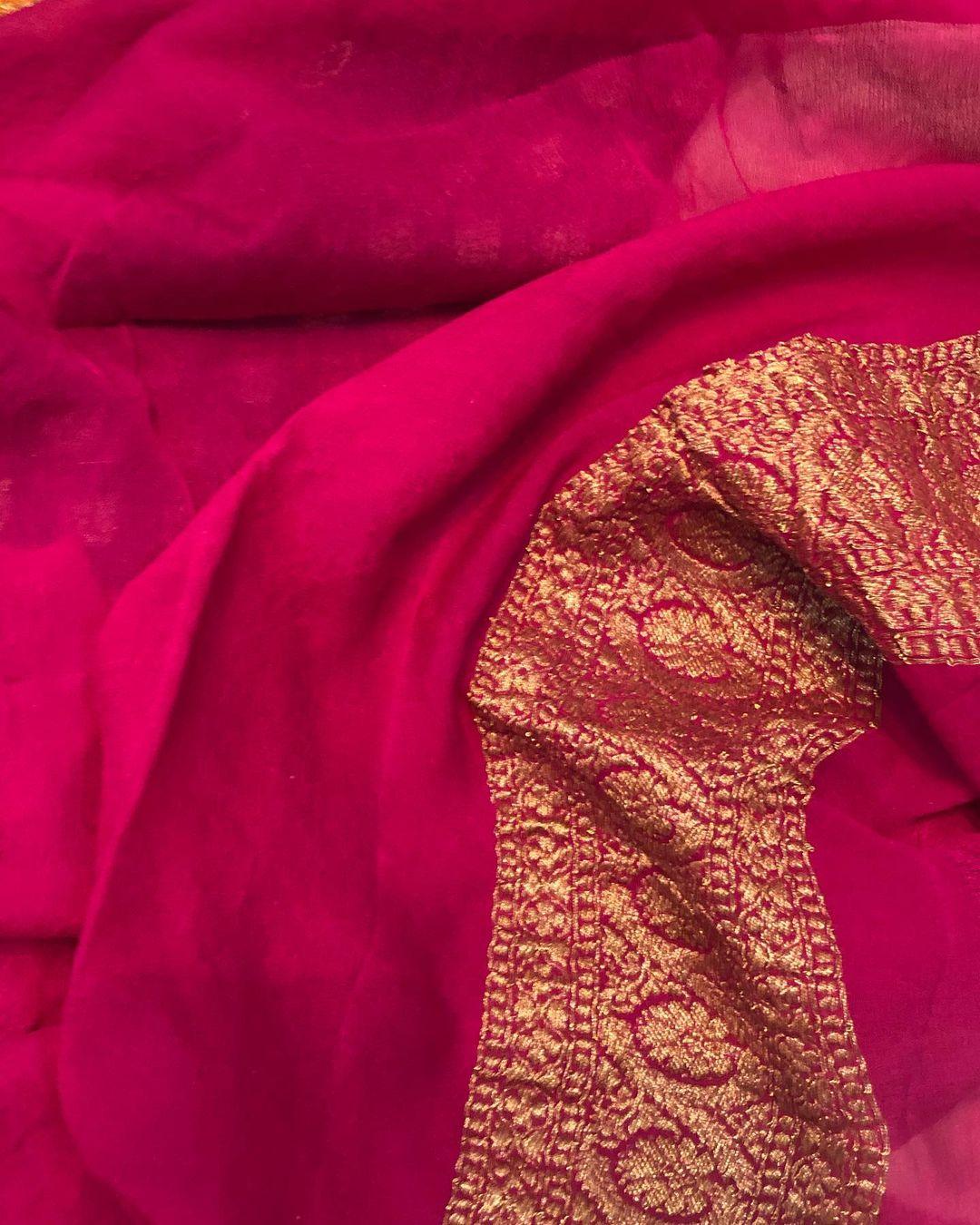 Royal Blue Banarasi Handloom Pure Khaddi Georgette Silk Saree - Aura Benaras