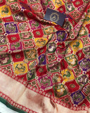 Red Ghatchola Banarasi Handloom Pure Katan Silk Saree - Aura Benaras