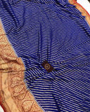 Royal Blue Banarasi Handloom Pure Khaddi Georgette Silk Saree 