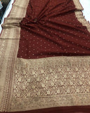 Brown Banarasi Handloom Pure Khaddi Georgette Silk Saree - Aura Benaras
