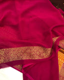 Deep Brown Banarasi Handloom Pure Khaddi Georgette Silk Saree - Aura Benaras