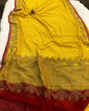 Yellow Banarasi Handloom Pure Khaddi Georgette Silk Saree - Aura Beranas