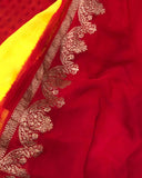 Yellow Banarasi Handloom Pure Khaddi Georgette Silk Saree - Aura Beranas