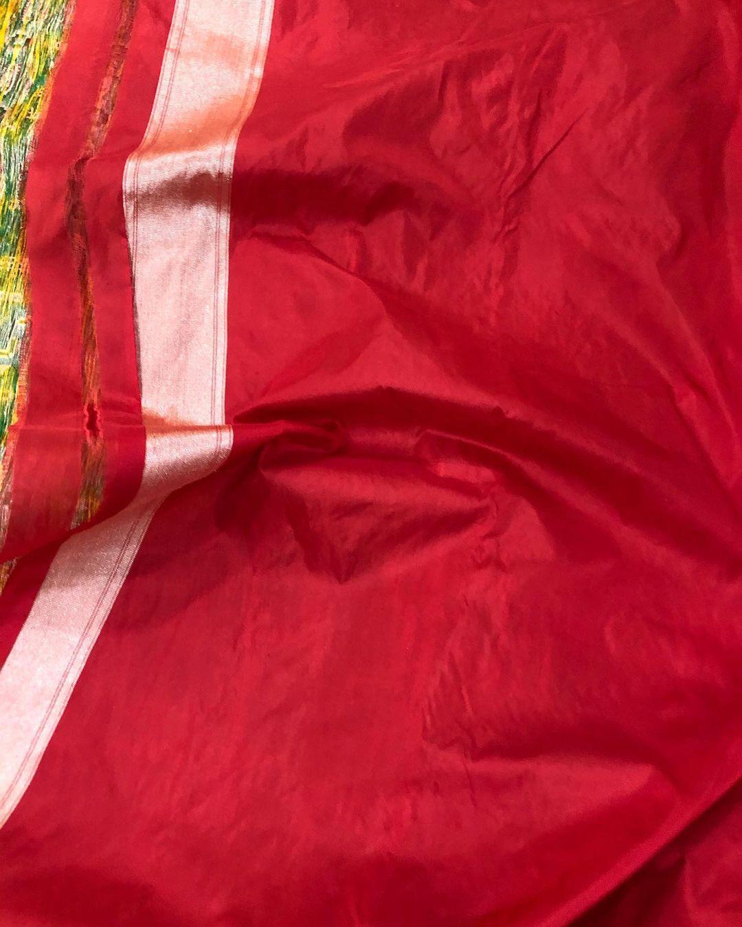 Red Ghatchola Banarasi Handloom Katan Silk Saree - Aura Benaras