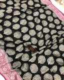 Black Banarasi Handloom Pure Georgette Silk Saree - Aura Benaras