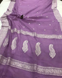 Sweet Lavender Khaddi Chiffon Banarasi Handloom Saree - Aura Benaras