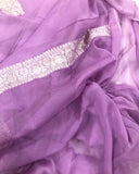 Sweet Lavender Khaddi Chiffon Banarasi Handloom Saree - Aura Benaras