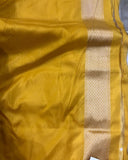 Yellow Banarasi Handloom Pure Katan Silk Saree - Aura Benaras