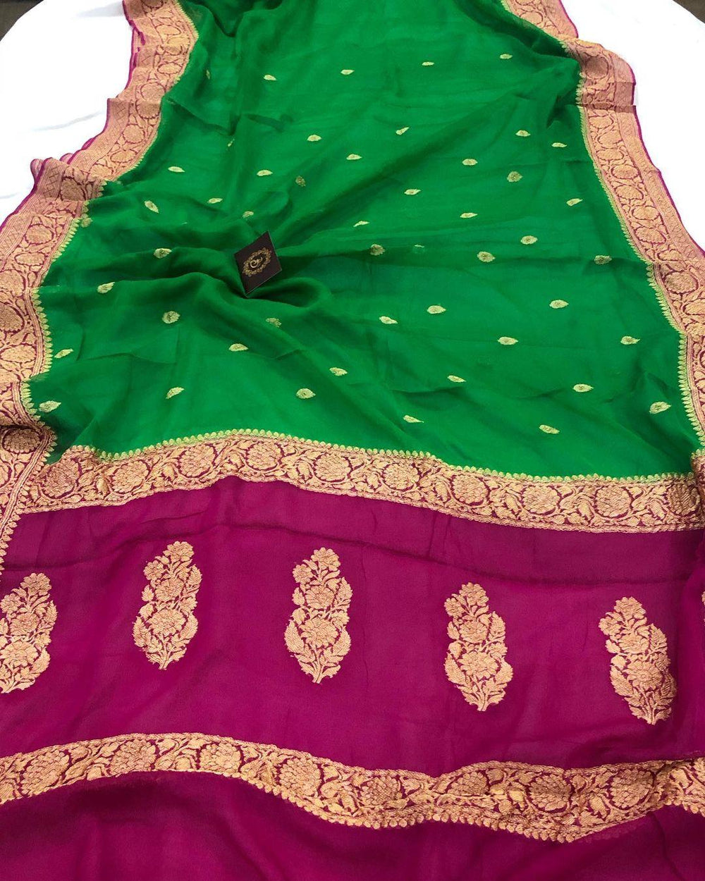 Banarasi Handloom Pure Georgette Silk Saree - Aura Benaras