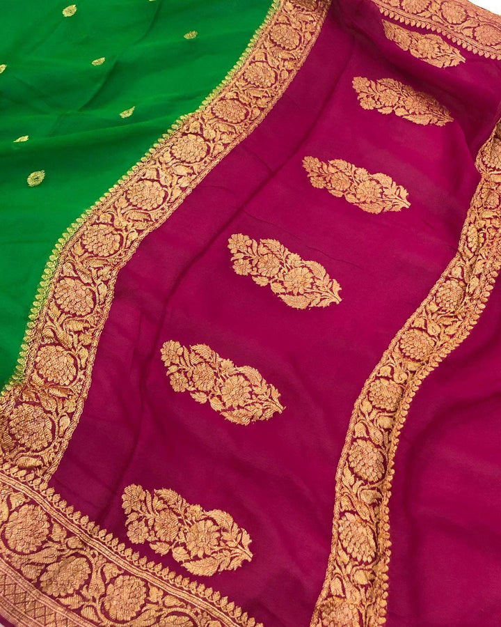 Banarasi Handloom Pure Georgette Silk Saree - Aura Benaras