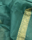 Grayish Green Banarasi Handloom Pure Georgette Silk Saree - Aura Benaras