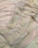 Pale Pink Banarasi Handloom Pure Georgette Silk Saree - Aura Benaras