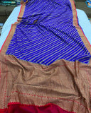 Blue Banarasi Handloom Khaddi Georgette Silk Saree - Aura Benaras