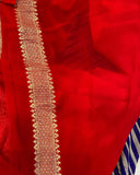 Royal Blue Pure Banarasi Handloo Khaddi Georgette Silk Saree - Aura Benaras