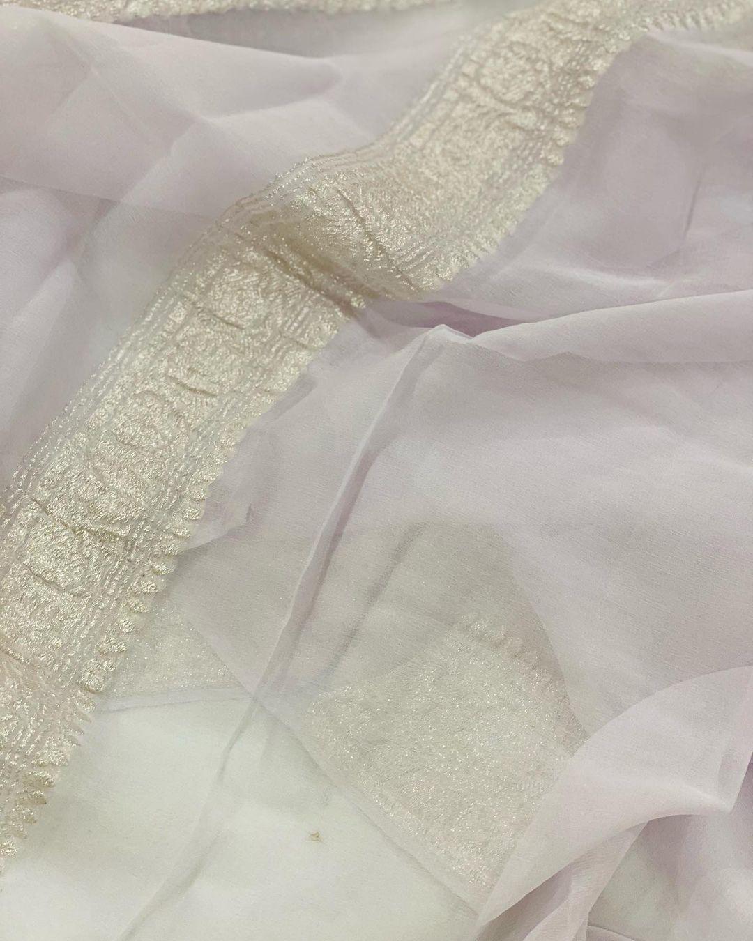 Pale Purple Khaddi Chiffon Banarasi Handloom Saree